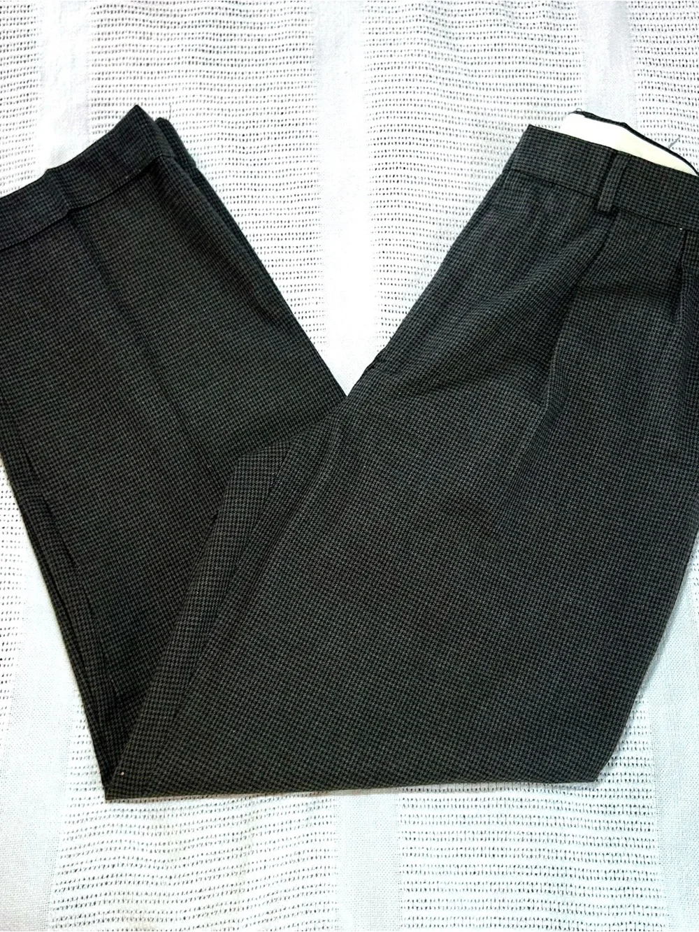 Vintage 80’s Polo Ralph Lauren Gray Brown Houndstooth Pants 33X29 Pleated Cuffed